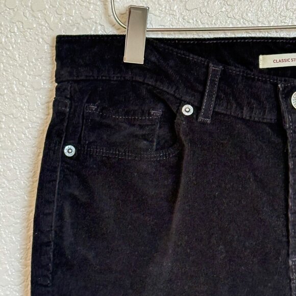 Levi's 724 Classic Straight Corduroy Jeans Size 29 Black Pants Mid Rise - Picture 3 of 9